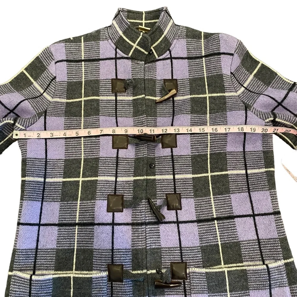 Doncaster Lavender/Grey Wool Plaid Knit Jacket Medium